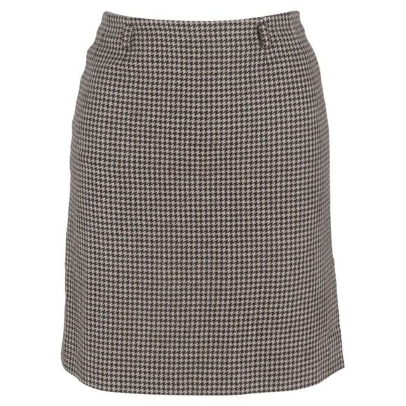 Max Mara Houndstooth-Print Mini Skirt in Beige Wool